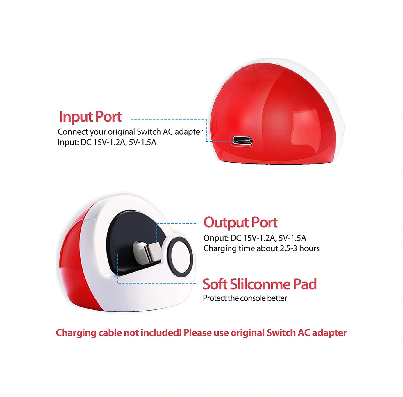 Lemestar Nintendo Switch/switch Lite İçin Taşınabilir Şarj Dökümani - 45 Görsel Açı, Anti-skayma, Silikon Korumalı Masaüstü Stant