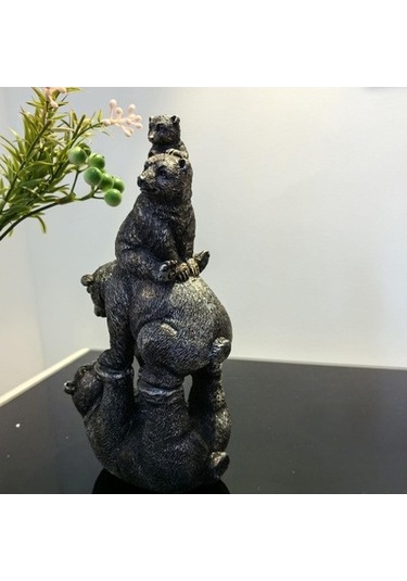 Lijinxu Siyah Ayı Heykelcik Ofis Ev Dekorasyon Çim Için Açık Dekor