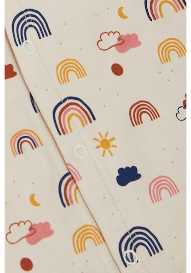 Breeze Kız Bebek Pijama Takımı Renkli Gökkuşağı Desenli Bej 4 Ay-1 Yaş, Bej-bej Bej