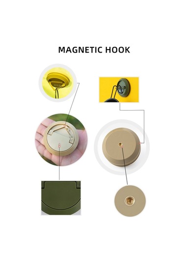 Monyee Kampanya Dış Mekan Manyetik Kanca - Çadır Feneri Sabitleyici, Araç Asma Kancası, Delme Gerektirmeyen, Siyah Siyah