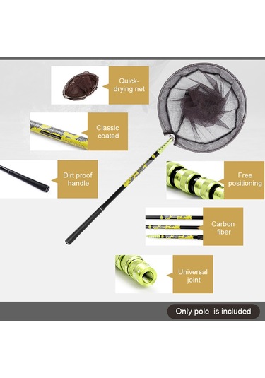 Jeehugo Kuruşak 2.1m Karbon Fiber Olta Av Ağacı, Ultra Hafif, Genişletilebilir, Katlanabilir, Kaymazsız Tutamaklı, Ağ Başsız