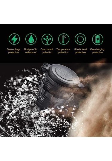 Mavi Araba Şarjı Çift Usb C Pd Bağlantı Noktaları Telefon Hızlı Qc3.0 Otomatik Adaptör Telefon 12v/24v Dokunmatik Anahtar İle Motosiklet Araba İçin