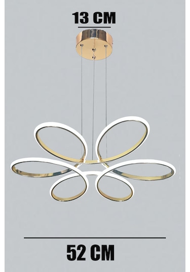 3 Renk Kumandalı Orkide Ledli Avize Büyük Salon Avizesi Rose Gold