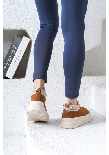 D436 Kadın Soğuk Geçirmez Kışlık Bot Camel