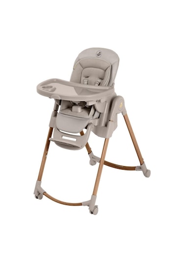 Maxi-Cosi Minla Plus 6'sı Bir Arada Ahşap Görünümlü 4 Tekerlekli Mama Sandalyesi Beige