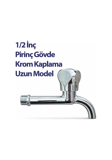 1/2'' Uzun Tip Musluk Lavabo Evye Bahçe Dış Mekan Uyumlu