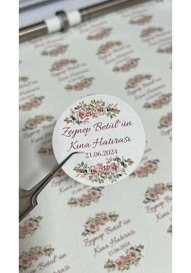 Kına Hatırası Yuvarlak Etiket 4 x 4 CM 108 Adet