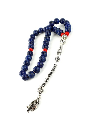 Lapis Lazuli Taşlı Çelik Püsküllü Tasarım Doğal Taş Tesbih 52228731