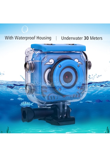Xindoker "çocuklar İçin 30 Metre Su Geçirmez Hd Spor Kamera - Şirin Tasarım Ve Kolay Kullanım" Mavi