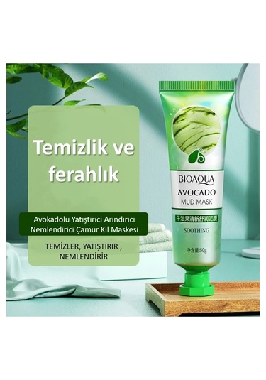 Bioaqua Avokado İçerikli Arındırıcı ve Nemlendirici Çamur Kil Maskesi 50 G