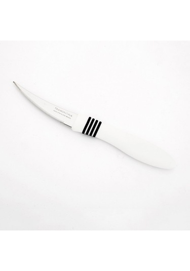 12 Adet Kısa Lazer Kesim Kıvrımlı Domates Sebze Meyve Bıçağı Beyaz