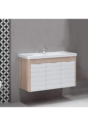 Turkuaz Seramik Frame Etajerli Lavabo 90 x 45 CM-Denko Mostar 90 Alt Modül Turkuaz Seramik Frame Etajerli Lavabo 90 x 45 CM-Denko Mostar 90 Alt Modül