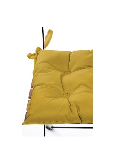 Adarya Home Düz Dekoratif Pofidik Sandalye Minderi Bağcıklı 40x40 Sarı Sarı