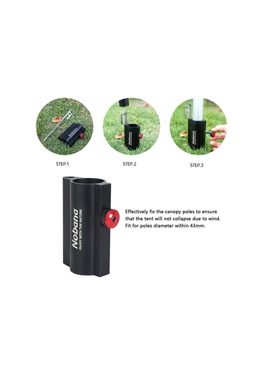 Shineyee Alüminyum Alüminyum 34mm Çaplı Siyah Kamp Tenteği, Şemsiye Ve Çadır Ayakçığı Sabitleyici Aksesuarı Siyah