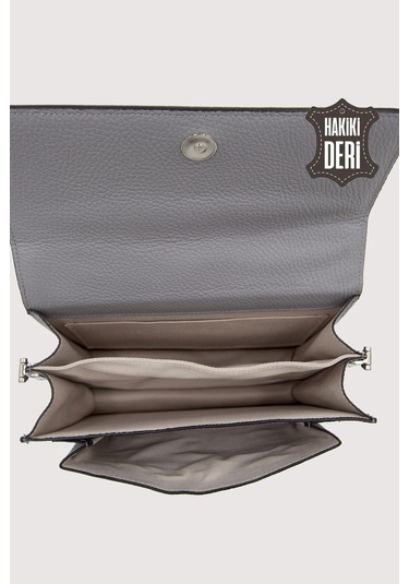 Hakiki Deri Kadın El Çantası Gri Smr9022 GRİ