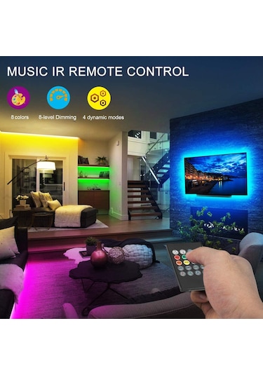 Tv Arka Işık Müzik Senkronizasyonu Usb İle Güçlendirilmiş Rgb 5050 Led Şerit Işığı, 15 - 80 İnç Tv Ayna Pc İçin 3m