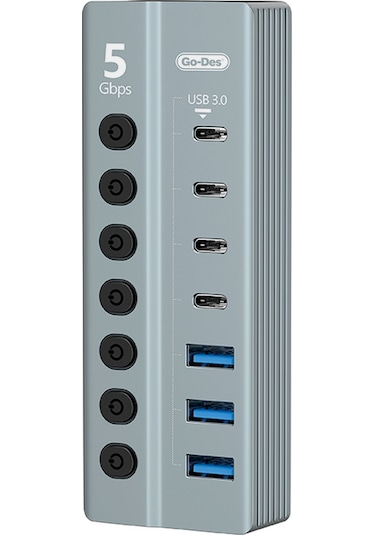 Go Des Gd-9212 7 İn 1 Çoklu Type-c Ve Usb Hub Çoğaltıcı Gri
