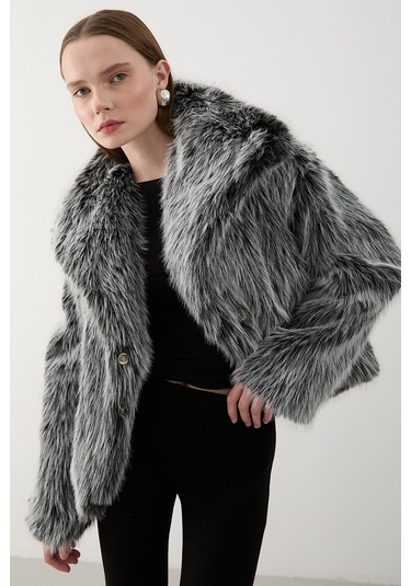 Gri Kırçıllı Britney Kürk - 8900 Gri