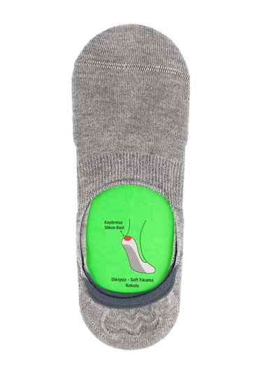 Jiber Erkek Bambu Babet Çorap 7001- 12 Adet Gri Melanj