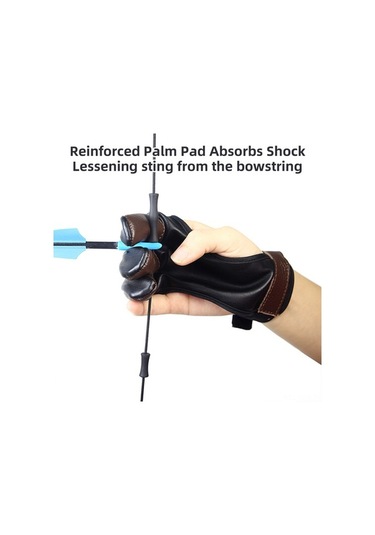 Pazly Okçuluk Eldiveni - Pu & Sığır Derisi - 3 Parmak - Siyah Kahverengi - S-xl Boyutlar - Kullanıcı Dostu, Dayanıklı Eldiven, Çocuk-yetişkin İçin Uygun