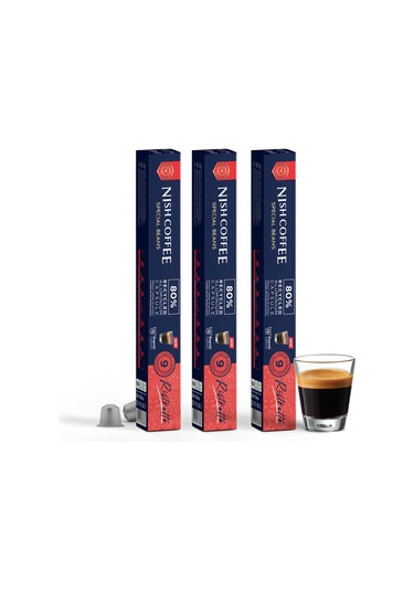 Nish Coffee Kapsül Kahve 10 Ristretto 3'lü Set Nespresso Uyumlu -30 Adet Kapsül Kahve