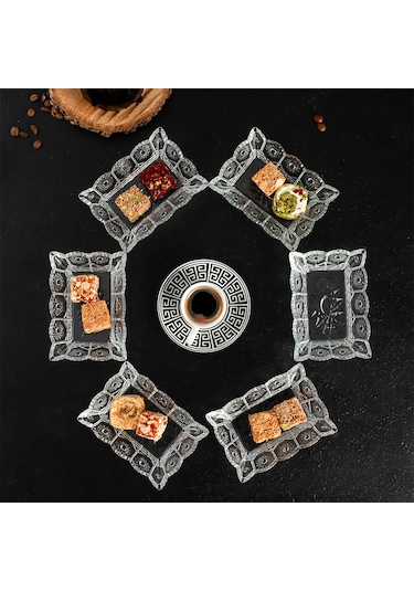 Porsima Almina 6'lı Kahve Yanı Lokumluk Sunumluk Cam Kase Seti