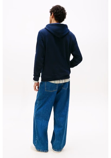 Erkek Regular Fit Yazı Baskılı Kapüşonlu Sweatshirt - Lacivert Dark Night Navy Multi