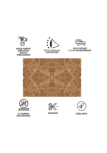 Tink Kendinden Yapışkanlı Açık Kahve Mermer Desenli Pvc Panel 41x62 Cm