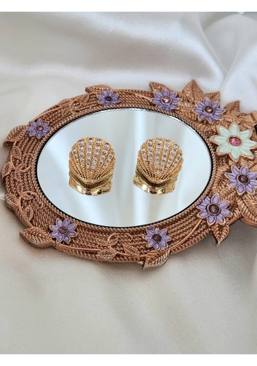 Midye İstiridye Figürlü Altın Kaplama Gold Renk Çelik Küpe Gold