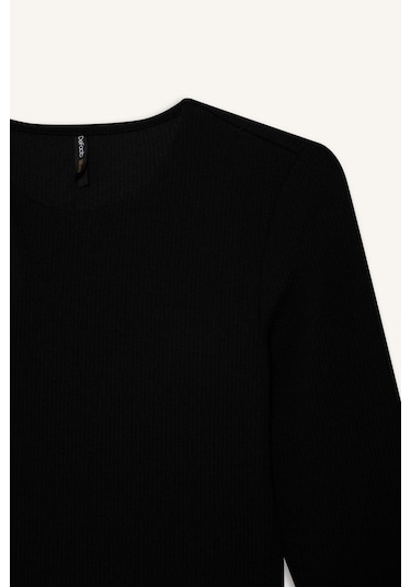 Defacto Slim Fit Dar Kesim Bisiklet Yaka Fitilli Kaşkorse Uzun Kollu Tişört D5114ax25aubk81 SIYAH