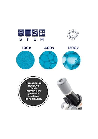 Temel Işıklı Bilim Mikroskopu 100x 400x 1200x Plastik Stem Eğitim Seti