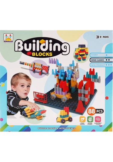 Şekilli Yapım Blokları Seti 88 Parça Eğitici Ve Eğlenceli Blok Oyunu