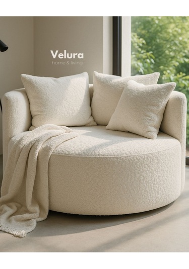 Miz Berjer & Puf & Armut & Tekli Koltuk & Dinlenme Koltuğu - Beyaz Beyaz