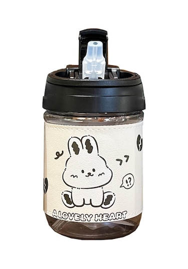 Lebeigo Karikatür Deri Kapak Saman Bardak Çift Içecek Haşlanma