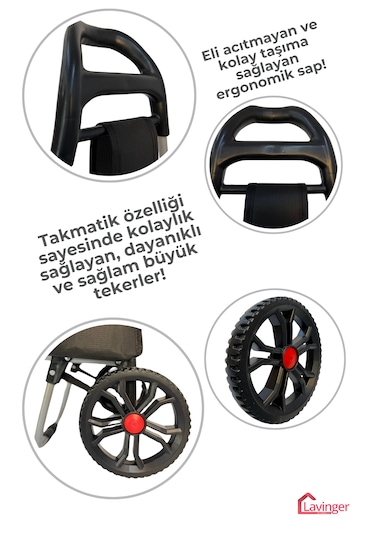 58a Pazar Arabası Plus Büyük Tekerli Siyah