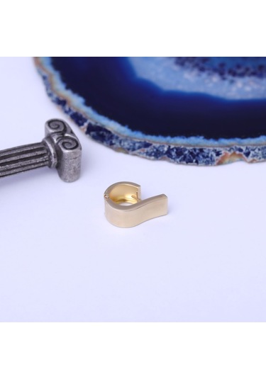 Nox Jewelry 925 Ayar Soru İşareti Temalı Hafif Parlak Tasarım Gümüş Küpe - E00268 Gold