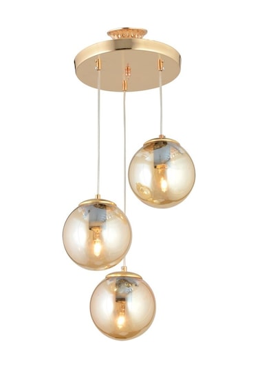 İstanbul Avize Istanbul Avize Sarkıt 3'Lü Gold Sarı Glop Camlı Avize