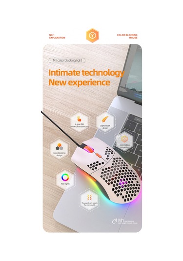 Rgb Oyun Faresi, Dizüstü Bilgisayar İçin Kablolu Fare, Hafif Makro Tanımlama Faresi