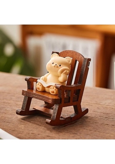 Lijinxu Magideal Sallanan Sandalye Hayvan Heykelcik Yaratıcı Mini Ayı