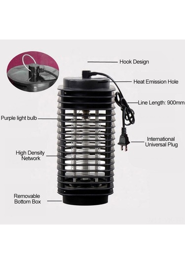 Vkemall Sessiz Led Mor Işıklı Ev Ve Dış Mekan Kovucu - 110v-220v Küçük Avrupa Standartı Siyah Pvc Elektrikli Atıcı