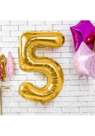 40" İnç 100 CM 5 Beş Rakamı Folyo Balon Gold