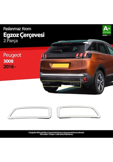 Peugeot 3008 2016 Sonrası Egzos Çıkış Krom 2 Prç. P.çelik