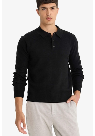 Defacto Standart Fit Polo Yaka Triko Kazak F1523ax25aubk27 Siyah Defacto Standart Fit Polo Yaka Triko Kazak F1523ax25aubk27 Siyah