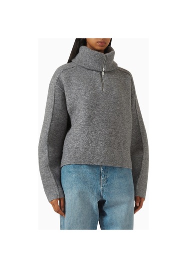 Represent Polar Half-zip Knit Sweater, Gri Lüks Yarım Fermuarlı Triko