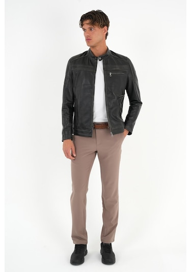 Tyler Siyah Erkek Deri Mont Siyah