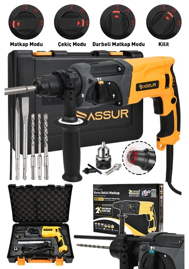 Assur ASR520 850 W Darbeli Kırıcı Delici Hilti Sarı