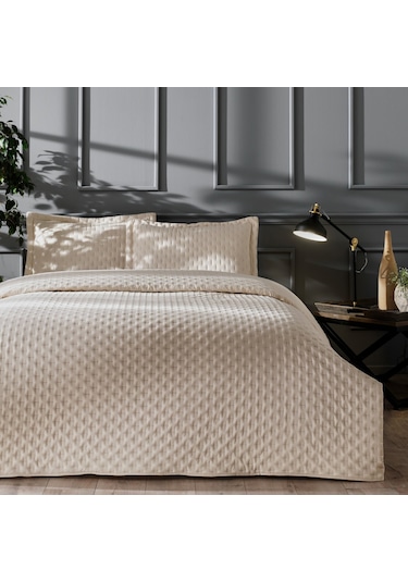 Linens Gardenia Çift Kişilik Yatak Örtüsü Seti Bej