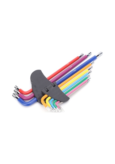 Jeemson 9 Parça Renkli Uzun Kollu Tork Anahtarı Seti - 45 Çelik Malzemeyle Ev Ve Bisiklet Tamiri İçin Çok Amaçlı Araçlar T10-t50