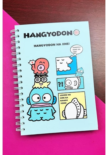 Hangyodon Tasarımlı Spiralli Sticker'lı Tarihsiz Konuşan Ajanda Haftalık Planlayıcı renkli