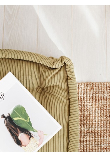 Fitilli Kadife Bisküvi Minder Haki